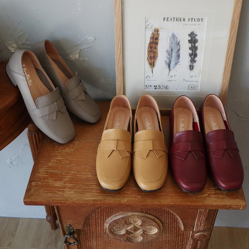 【Perplexed girl】 soft loafer shoes -  wine red - รองเท้าหนังผู้หญิง - หนังแท้ สีแดง