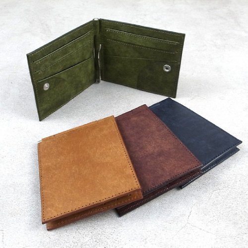 com-ono 【イタリアレザー】ドアの蝶番構造から着想を得た開きやすいマネークリップ財布