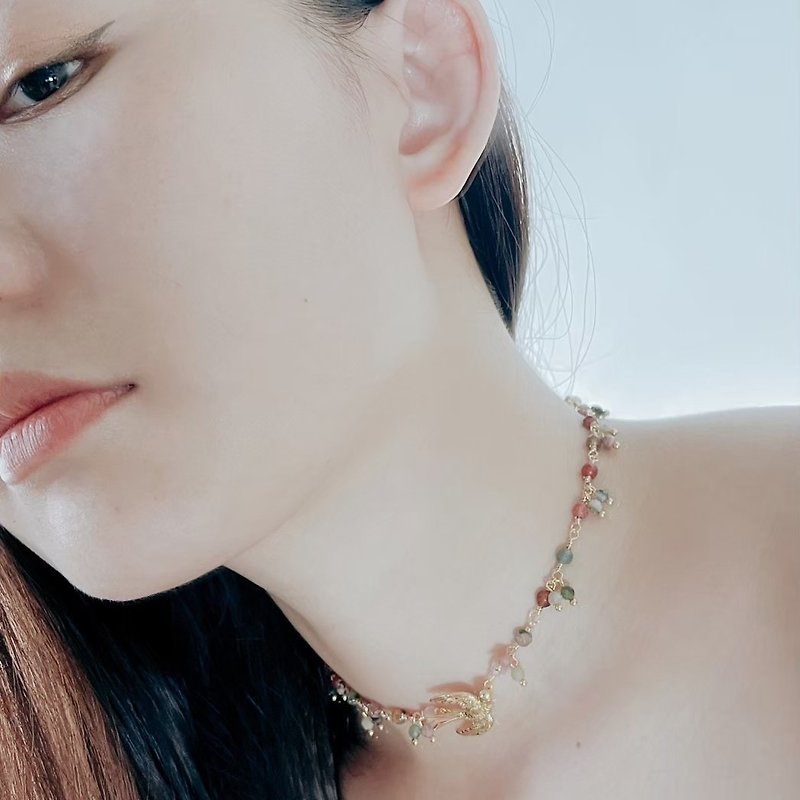 Delightful Messenger Swallow Colored Agate Necklace - Chokers - Semi-Precious Stones 