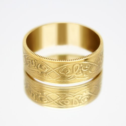 CoinsRingsUkraine Gold Coin Ring Morocco Coin Ring 1 rial 1896 (replica) 18k gold plated ring