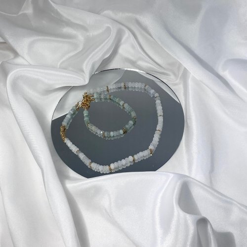 曖岄IREAL 溫潤薄荷綠翡翠 三用款手作手鏈項鍊 套組 天然緬甸玉A貨翡翠