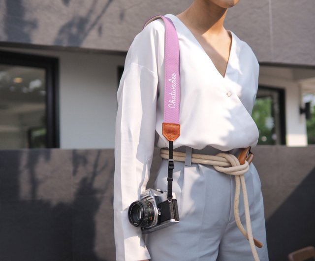 purple camera strap