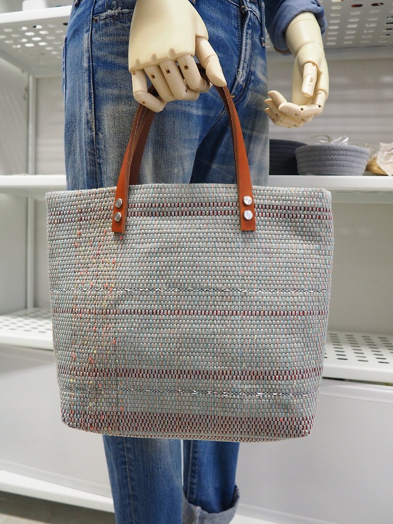 Exclusive leather paper woven bag TOTE BAG handbag - Messenger Bags & Sling Bags - Paper Gray