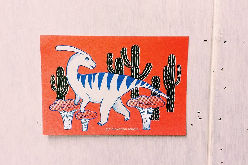 ハドロサウルスはがき - カード・はがき - 紙 レッド