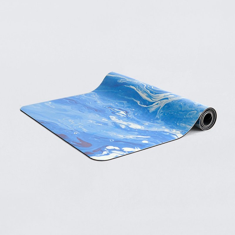 【LOTUS】長くて広い吸湿性と滑り止め性のあるPUレザー天然ゴムヨガマット4.5mm Glazed Ocean - ヨガマット - 合皮 ブルー