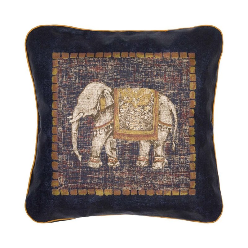 泰國 抱枕/枕套 Traditional Elephant - Navy - 枕頭/抱枕 - 棉．麻 藍色