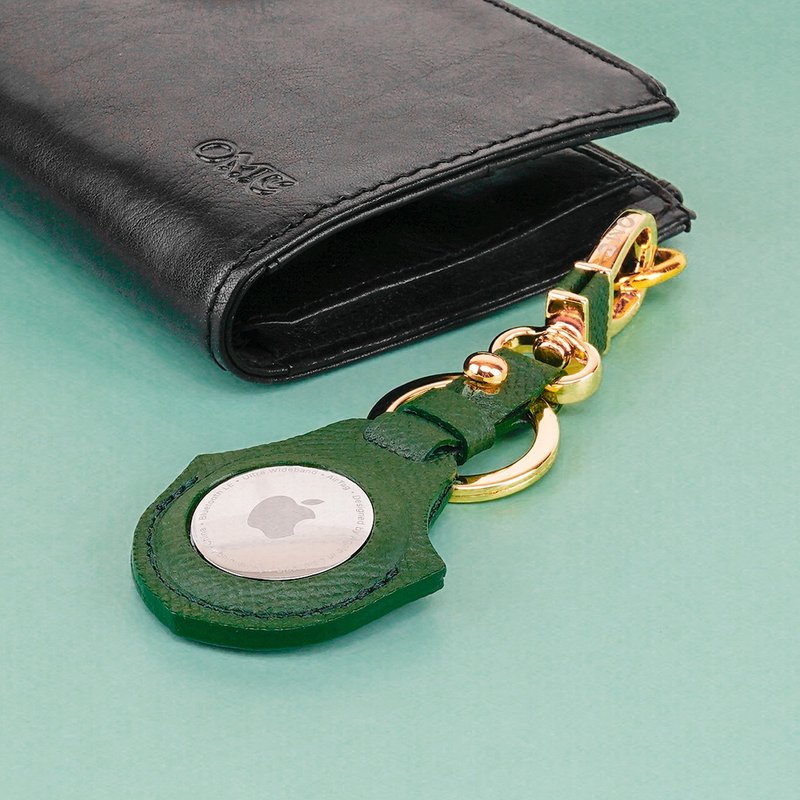 AirTag Apple Locator Tracker Cowhide Leather Protective Case/Key Ring (Green) - Gadgets - Genuine Leather Green