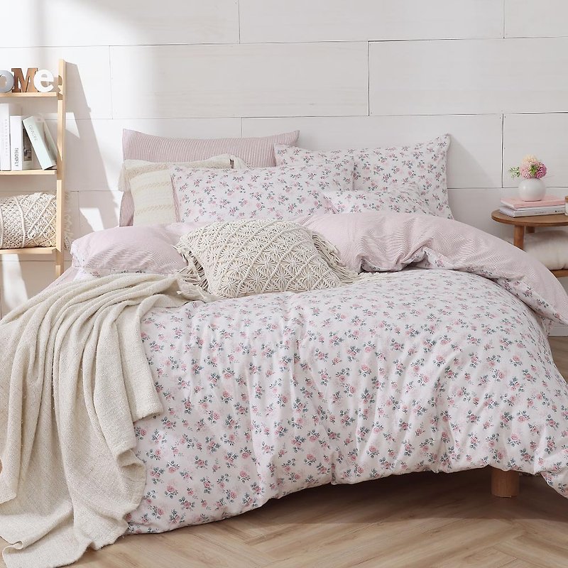 HOYACASA  花漾宓語 100%精梳棉兩用被床包組-單人/雙人/加大 - 寢具/床單/被套 - 棉．麻 粉紅色
