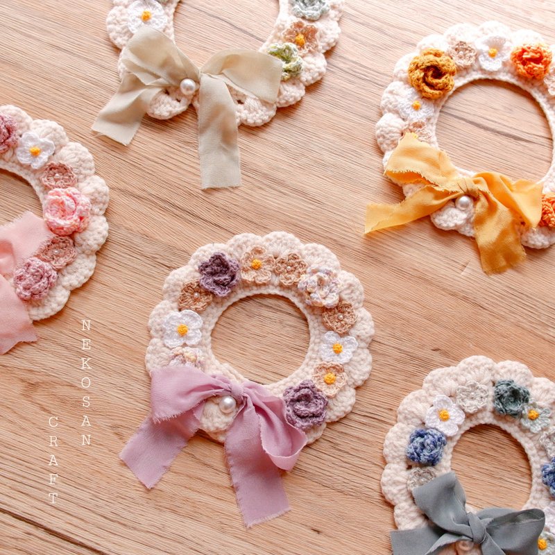 Japanese mixed color bow flower choker - สร้อยติดคอ - ผ้าฝ้าย/ผ้าลินิน 