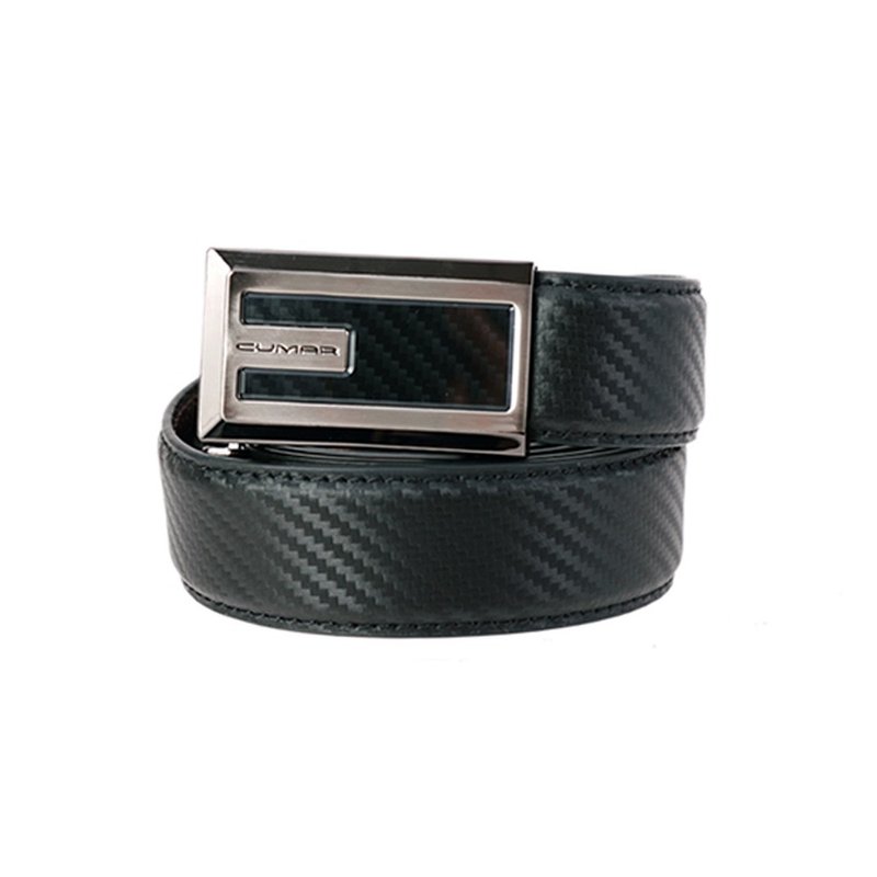 CUMAR CARBON FIBER AUTOMATIC BUCKLE - Belts - Genuine Leather Black