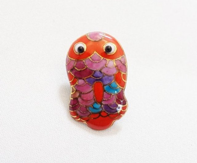 ブリキのおもちゃ金魚の七宝焼ピンブローチUncle Z, Cloisonne