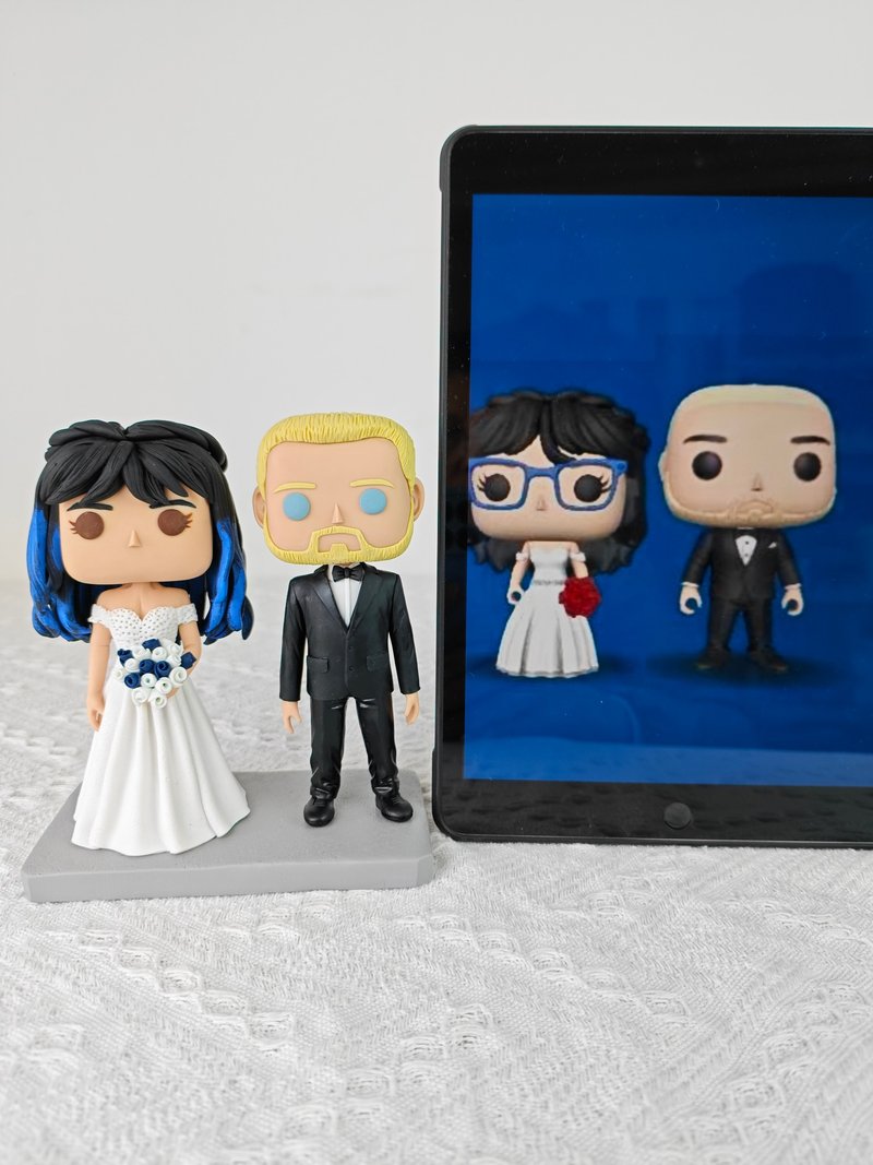 客製化3D人像公仔 訂製手工Funko Pop情侶父母夫妻結婚週年禮物 - 公仔/玩偶 - 黏土 多色