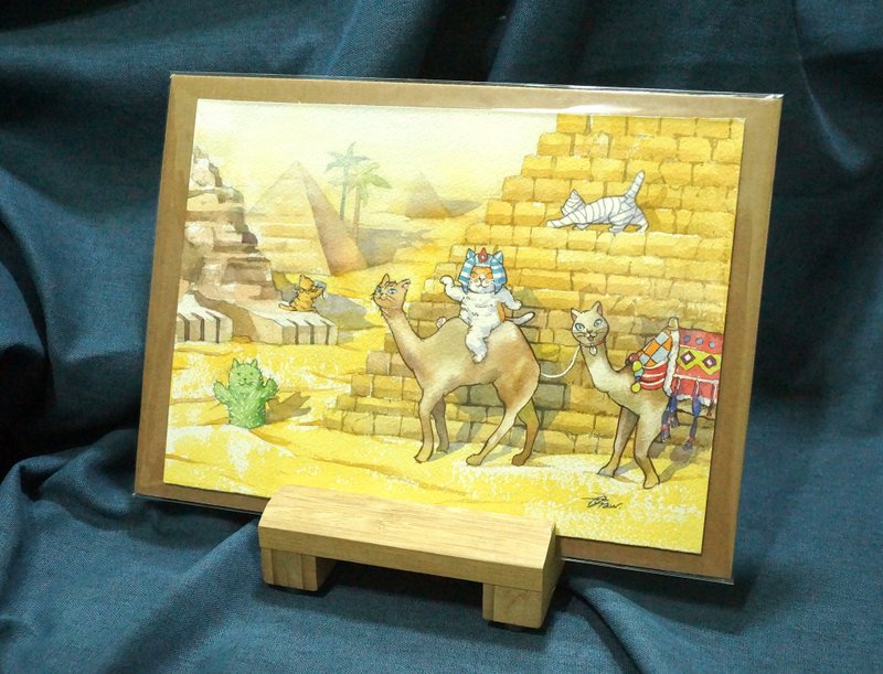 Original watercolor painting [Kitten's Travels - Egypt Tour] - โปสเตอร์ - กระดาษ สีเหลือง