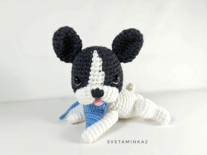 Bulldog Crochet Pattern Amigurumi Dog French Bulldog Frenchie Puppy Tutorial - 手工藝教學/工具書 - 其他材質 