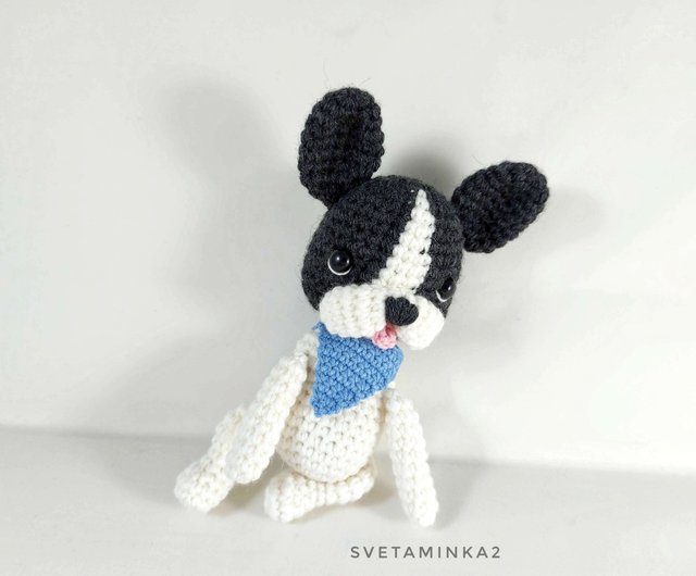 デジタル】ブルドッグのかぎ針編みパターン 編みぐるみ犬 フレンチ