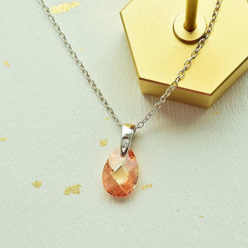 [AA grade Stone 925 Silver] · champagne Department of handmade necklaces Stone - Necklaces - Sterling Silver Orange