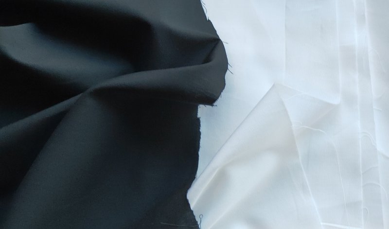 Organic Cotton Organic Cotton Plain Garment Cloth Black and White - Knitting, Embroidery, Felted Wool & Sewing - Cotton & Hemp Black