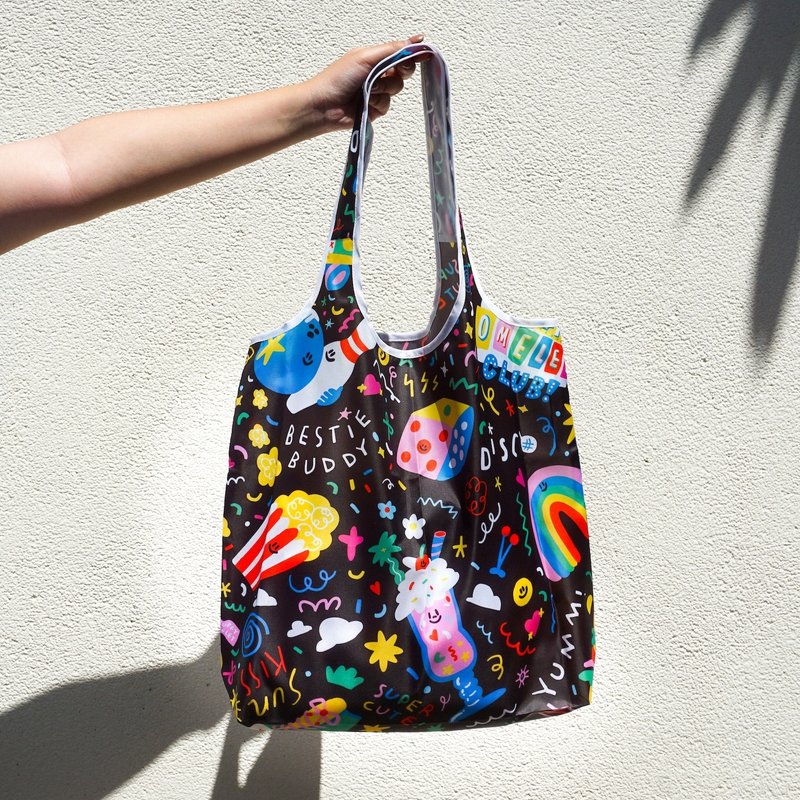 FLUFFY OMELET CLUB FOLDABLE BAG - 其他 - 其他材質 黑色