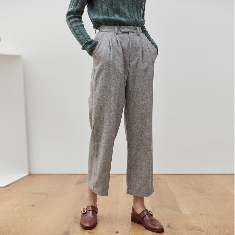 Gray 3 colors autumn and winter cover meat burn god trousers wool material straight suit pants wide-leg wide pants nine-point pants - กางเกงขายาว - ขนแกะ สีเทา