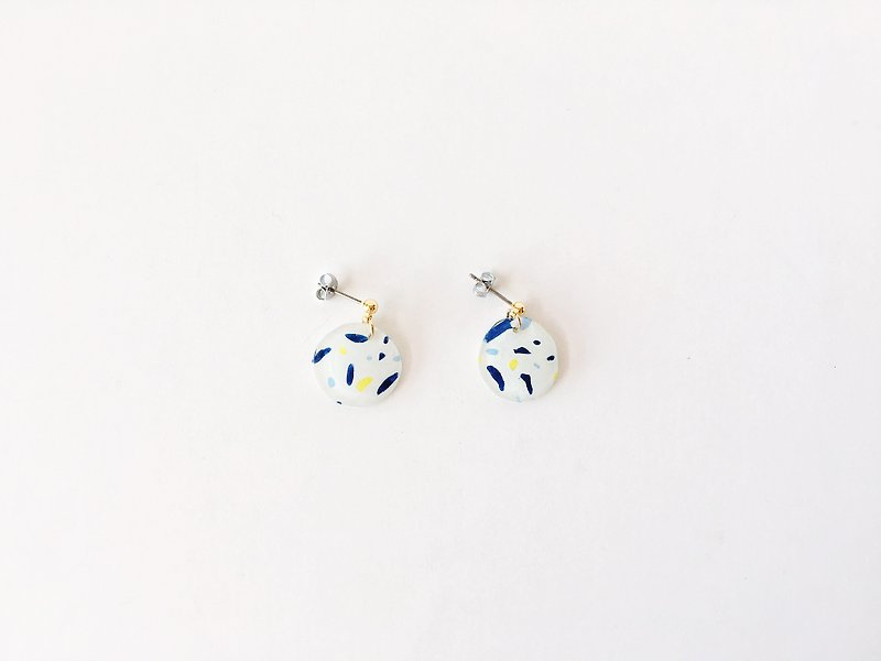 Candy Marble Series-Soda Marble Hand-painted Drop Handmade Earrings Ear Pins / Ear Clips - Earrings & Clip-ons - Other Materials Blue