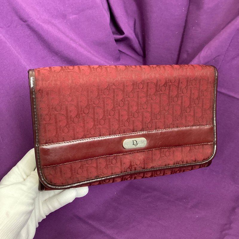 CD Christian Dior 經典 紅色 老花 古董包 手拿包 vintage - 手提包/手提袋 - 其他材質 紅色