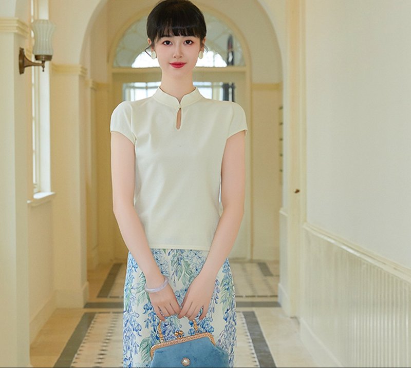 【涎玉珠】中式復古少女/上衣/半裙 - 洋裝/連身裙 - 其他材質 