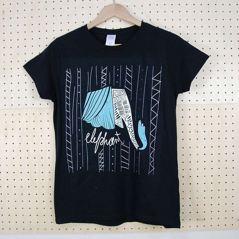 New Designer - T-Shirt - [象] Short Sleeve T-shirt (Black) - 850 Collections - เสื้อฮู้ด - ผ้าฝ้าย/ผ้าลินิน สีดำ
