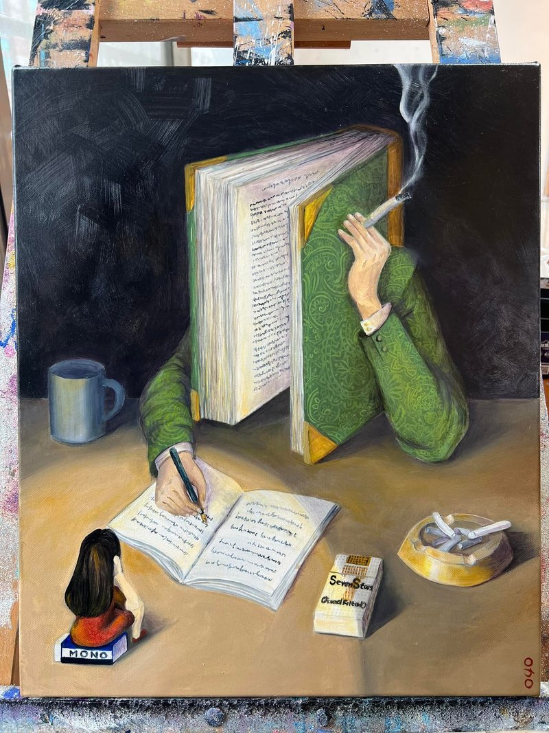 Wang Ka Ka Oil Painting-Book Engraving/Book Meaning-8F - Posters - Pigment 