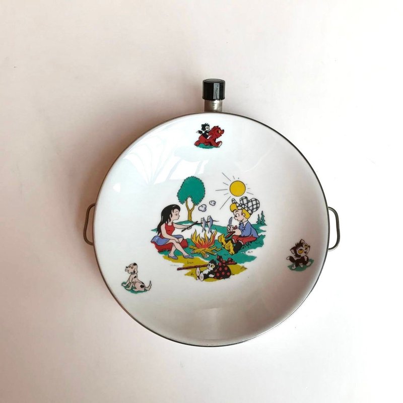 用於加熱嬰兒食品|的盤子復古嬰兒用品|瓷器和黃銅板 - 其他 - 瓷 白色
