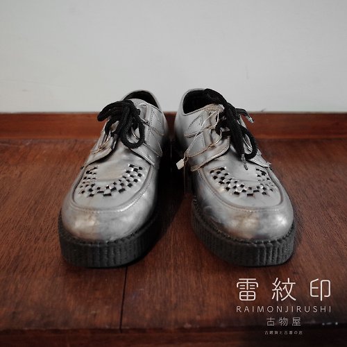 雷紋印古物屋 Raimonjirushi Vintage UNDERGROUND 英國 高底鞋 二手皮鞋 銀色 皮鞋 稀有 女鞋 UK6