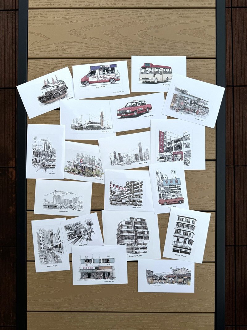 Hong Kong Cityscape Sticker Package (19pcs) - Stickers - Plastic 