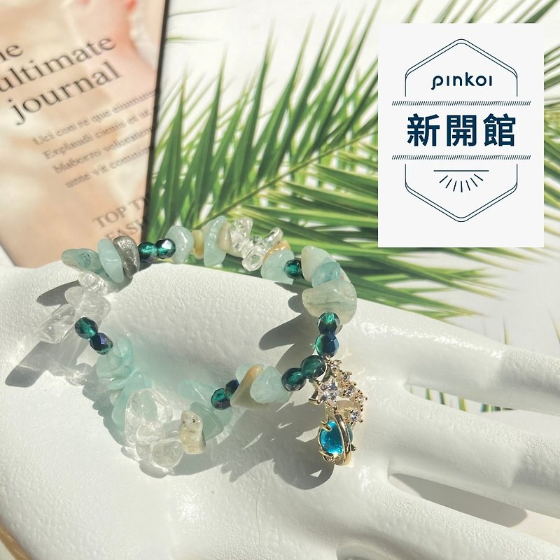Ocean Star Stone Pendant Natural Crystal Design Bracelet - Bracelets - Crystal 