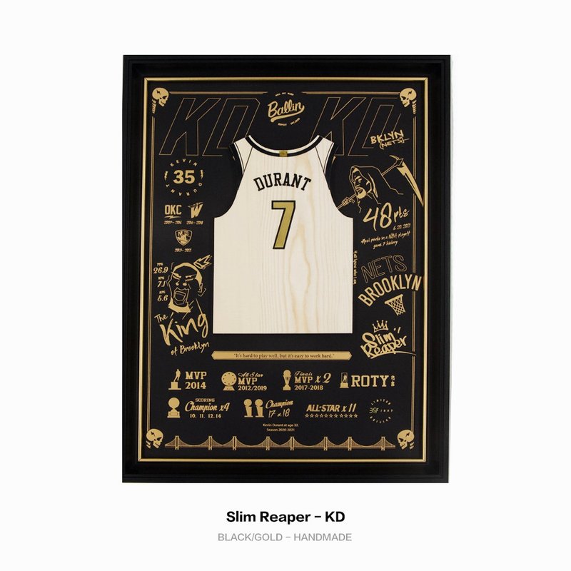 木球衣掛畫 - Slim Reaper #7 ( Limited Edition of 357 ) - 相框/畫框 - 木頭 黑色