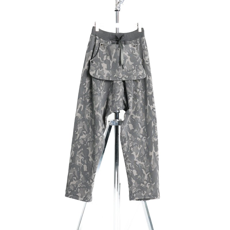 BIG POCKET SWEATPANTS - CAMOUFLAGE - 女長褲 - 棉．麻 灰色