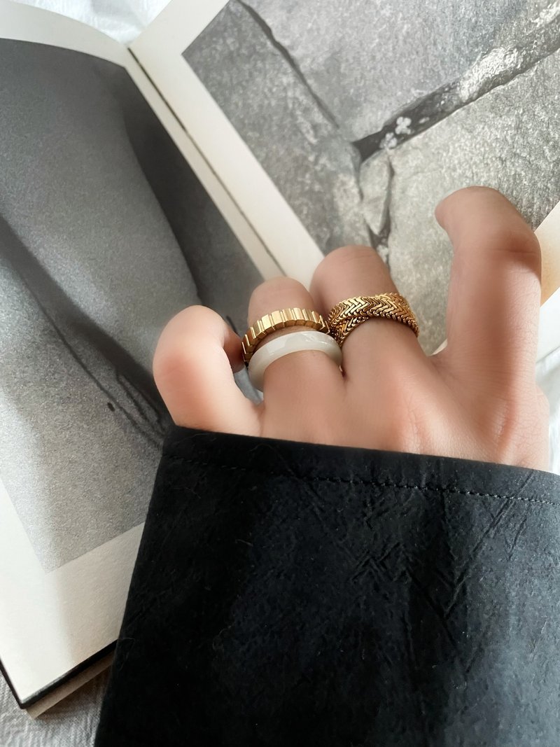 和田玉白玉戒指 港碼13 云行S34 - 戒指 - 玉石 白色