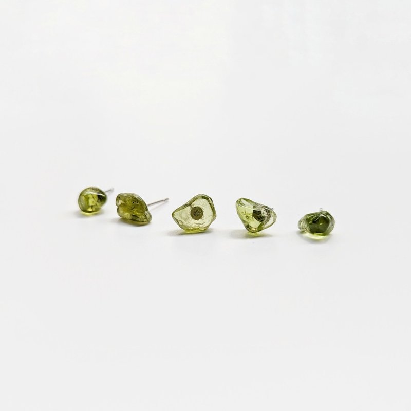 Natural Stone Peridot Peridot Stainless Steel Earrings - ต่างหู - เครื่องประดับพลอย 