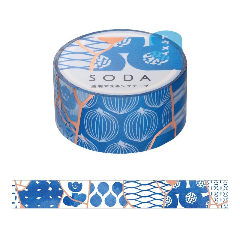 【HITOTOKI】SODA Transparent PET Roll Tape Pink Gold Foil Deposit 20MM Ceramic - Washi Tape - Other Materials Multicolor