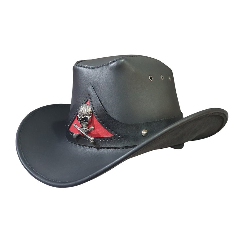 Rodeo King Cowboy Leather Hat - 帽子 - 真皮 黑色