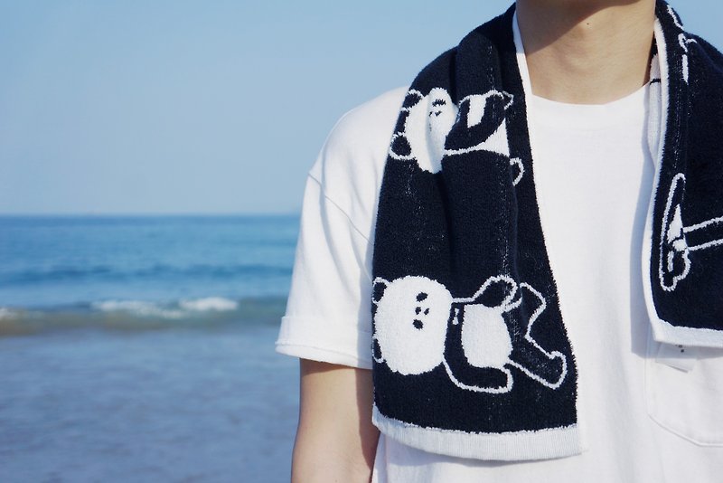Melted ! panda sports towel - Towels - Cotton & Hemp Black