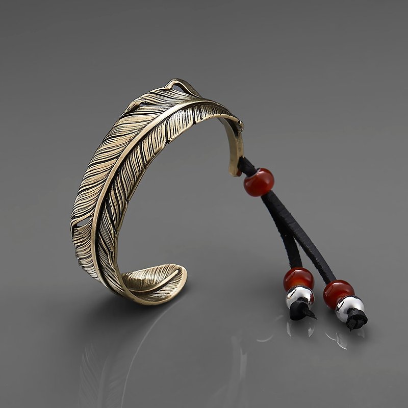 Glass feather bracelet - Bracelets - Other Metals Gold