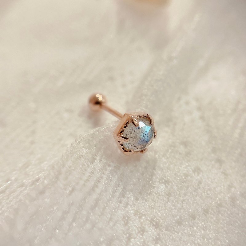 Sterling silver hexagonal labradorite jam sweet pie earrings natural stone earrings [can be changed to ear pin type] - Earrings & Clip-ons - Crystal 