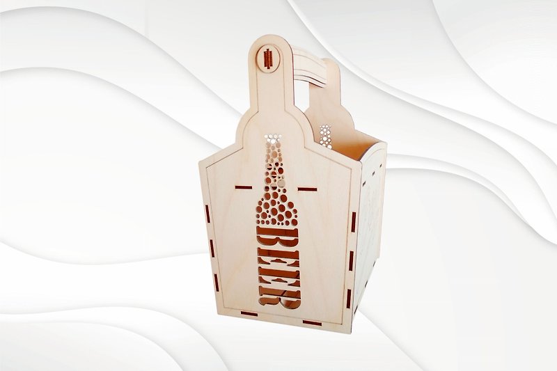 Box bag for Beer, vector cutting pattern. Laser cut files. - Graphic Templates - Other Materials 