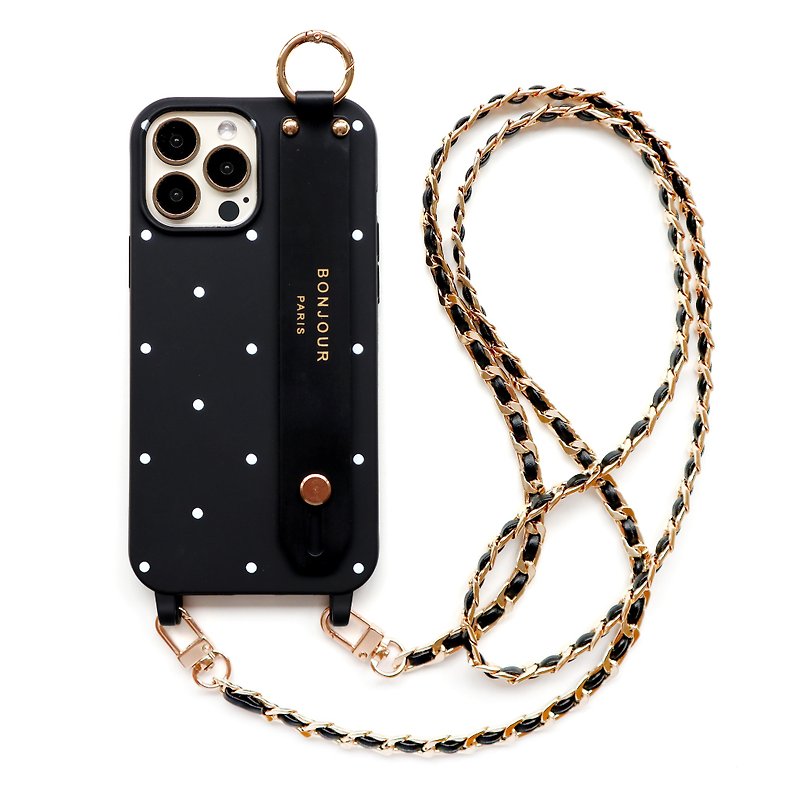 French small white dot bracelet with gold chain phone case - Phone Cases - Plastic Black