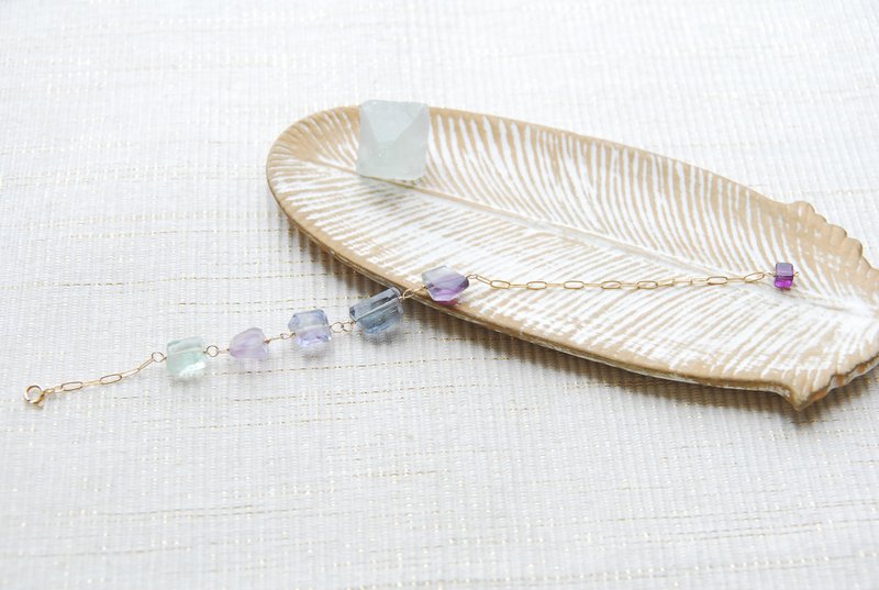 Tumble cut fluorite 5 Stone bracelet A 14kgf - Bracelets - Semi-Precious Stones Multicolor