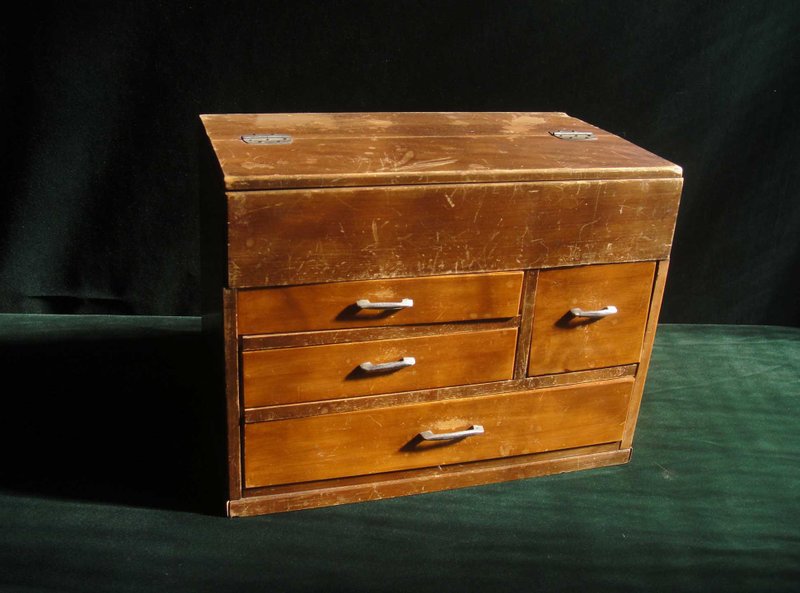 [Old Time OLD-TIME] Early second-hand Japanese imported wooden sewing box tailor box - Storage - Other Materials Multicolor