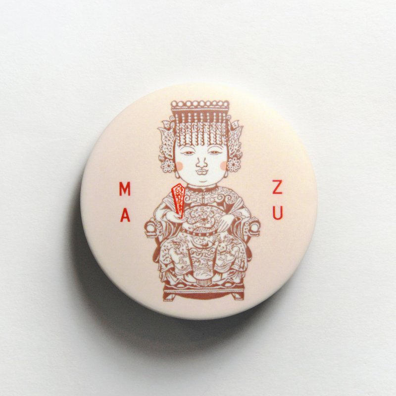 Magnet Badge Badge-Our Lady of Heaven and Mazu (bring it on your body for safety) - Badges & Pins - Other Metals Pink