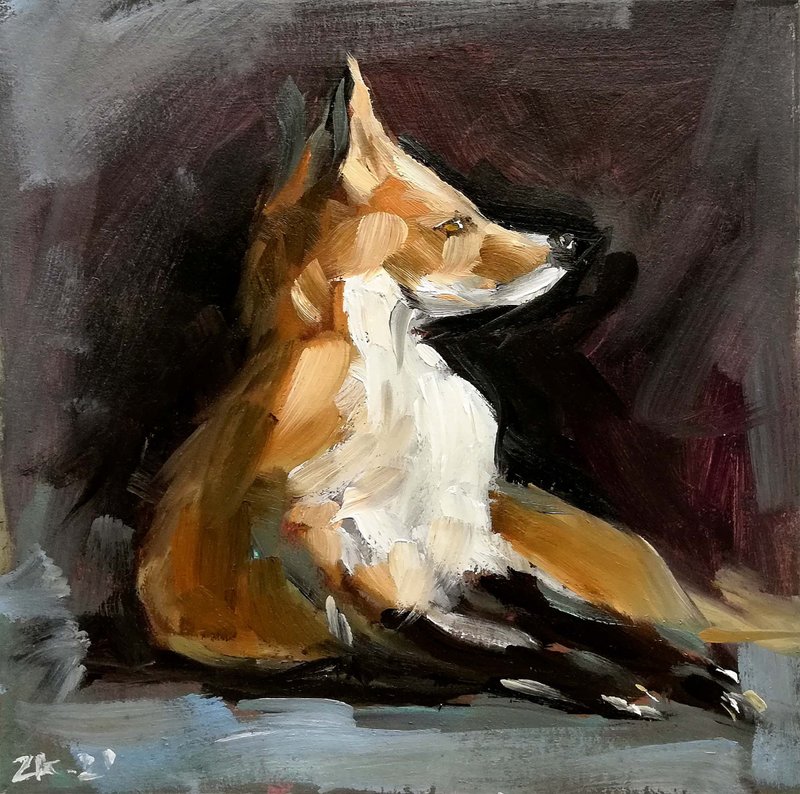 Fox Painting. Oil Painting, Forest Animal Art. Woodland Art. Animal Canvas Art. - 海報/掛畫/掛布 - 其他材質 多色