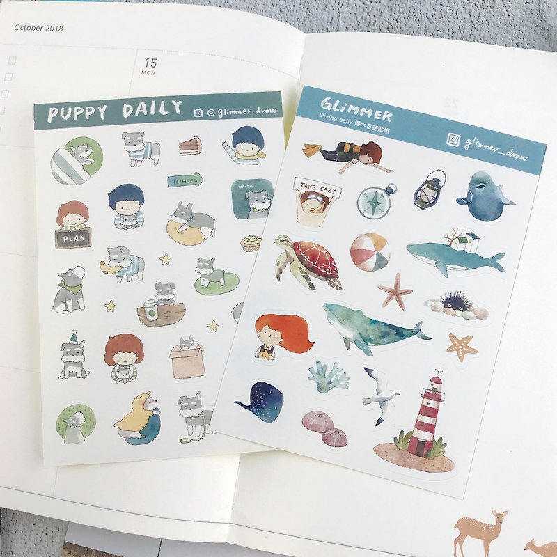 Diving Log & Snow Diary - Pocket Sticker (Opaque) - Stickers - Paper White