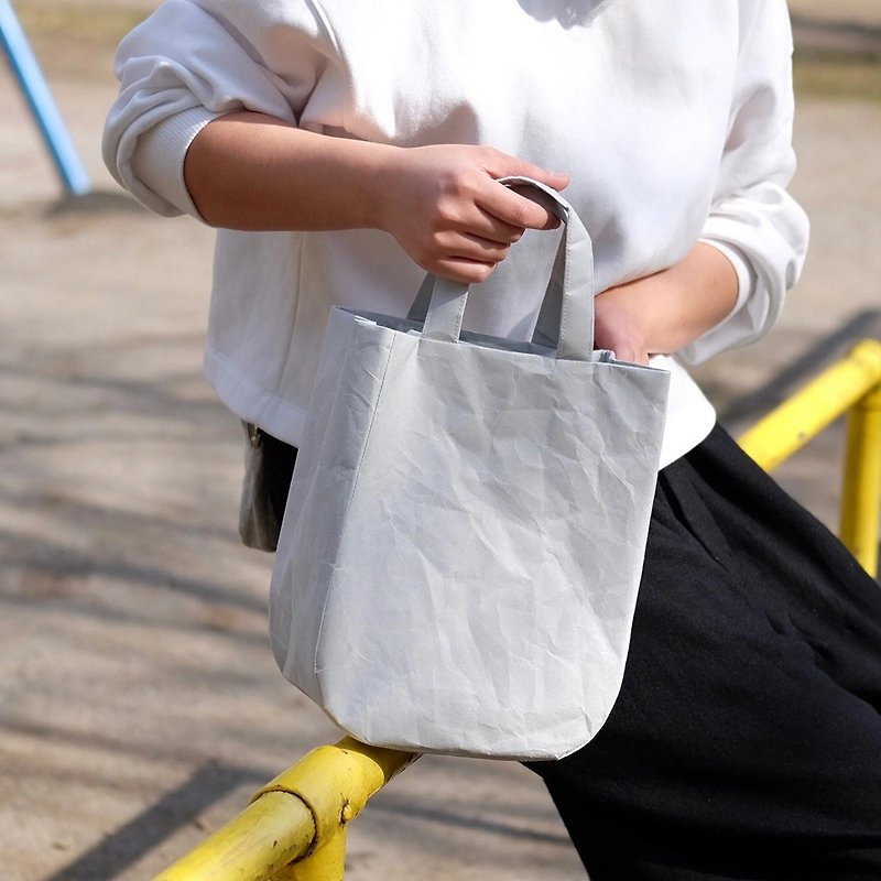 SIWA 紙和 人氣款圓形袋 手提袋 紙製 灰色