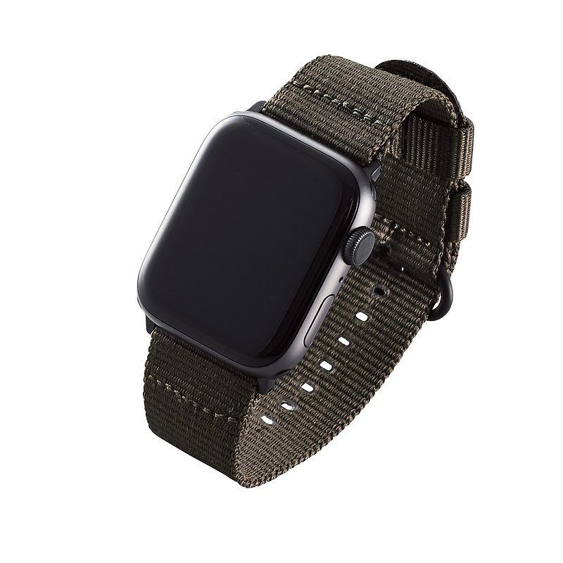 ELECOM AppleWatch 44mm/布面錶帶軍綠 外包裝瑕疵 商品完整 - 錶帶 - 聚酯纖維 綠色